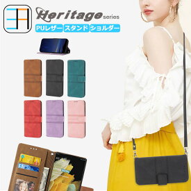 Galaxy S10 ケース 手帳型 ショルダー タイプ 肩掛け ベルト付き Heritage スマホケース カバー カード収納 GalaxyS10 SC-03L SC03L SCV41 ギャラクシーS10 ギャラクシー 手帳ケース スマホカバー 携帯ケース 6色