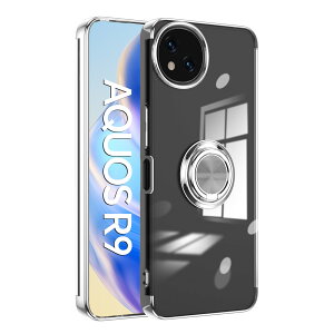 �y�\�t�g�N���A�ی�t�B�����t�zAQUOS R9 �P�[�X �����O�t�� �N���A TPU �ϏՌ� ���� ���b�L���H �X�^���h�@�\ �����h�~ 360°��] �X�g���b�v�z�[���t�� SH-51E A401SH SH-M28 AQUOSR9 �A�N�I�X �A�N�I�X
