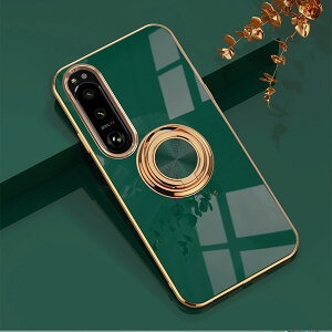 Xperia 5 IV �P�[�X �����O��̌^�P�[�X TPU �ϏՌ� ���ʃS�[���h���b�L �X�^���h�@�\ �����h�~ ����~�� ���菝�h�~ �X�g���b�v�z�[���t�� �G�N�X�y���A 5IV v�P�[�X SOG09 SO-54C A204SO SO54C Xperia5IV 