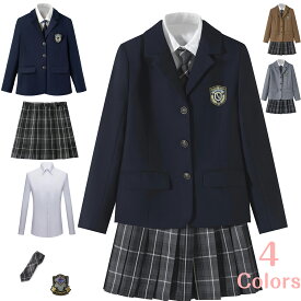 卒業式 スーツ 女の子 5点セット フォーマルスーツ スクール ブレザーコート ブレザー ジャケット レディース ボタン式 セーラー服 女子高生 学校制服 学生服 JK制服 フォーマル スーツ 高校生 中学生 卒業式 入学式 通学 ブラウス スカート リボン入学式 紺色 ブラック 黒色