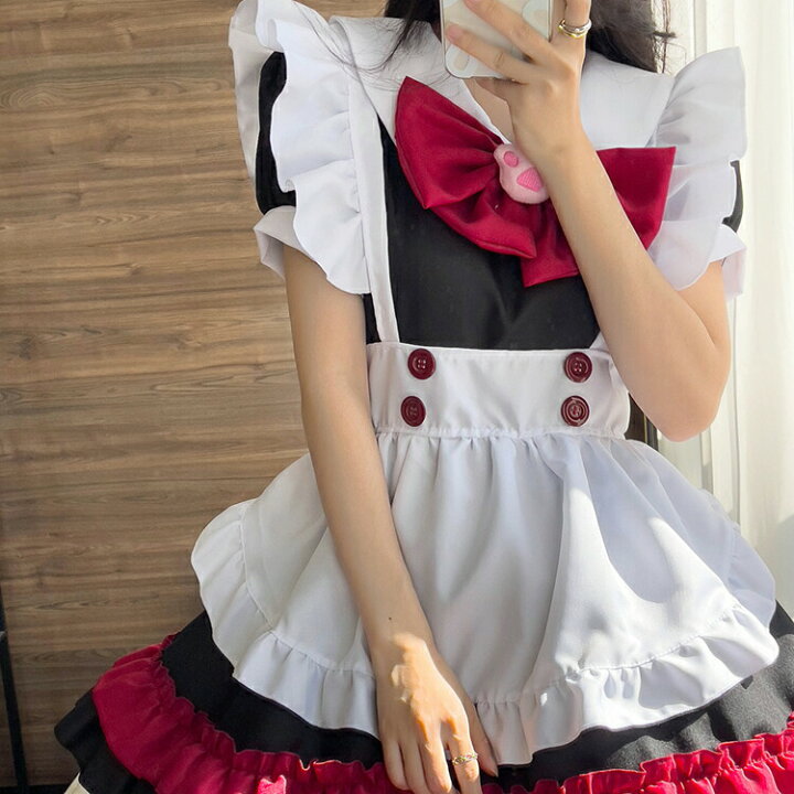 楽天市場】メイド服 赤 メイド 服 【送料無料】コスプレ ハロウイーン 