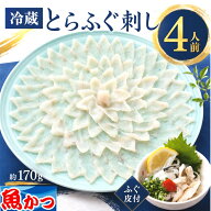 【150円OFFクーポン】ふぐ刺し 4人前 冷蔵 とらふぐ 国産 大皿30cm ふぐ刺身 約170g ふぐ皮 約100g ポン…