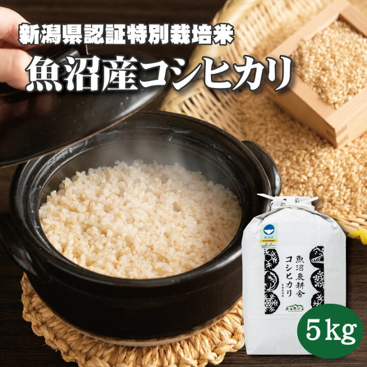 楽天市場】魚沼産コシヒカリ 特別栽培米 玄米5キロ 減農薬 令和7年 令 