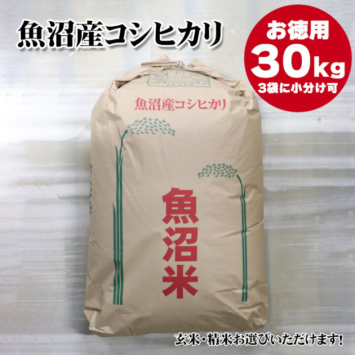 楽天市場】コシヒカリ 玄米 魚沼産コシヒカリ 30kg こしひかり玄米30 