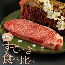 ★素敵なステーキ食べ比べ★800g(200g×4)仙台牛A5サーロイン＆日高見牛サーロイン ステーキ