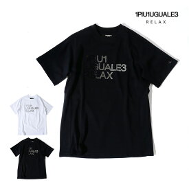 1PIU1UGUALE3 RELAX ウノピゥウノウグァーレトレ リラックス メンズ ラインストーン Tシャツ 半袖 カットソー ホワイト ブラック おしゃれ かっこいい ブランド ust-24001 2024SS 国内正規品