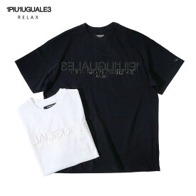 1PIU1UGUALE3 RELAX ウノピゥウノウグァーレトレ リラックス メンズ ワイド ロゴ Tシャツ 半袖 カットソー ホワイト ブラック おしゃれ かっこいい ブランド ust-24031 2024SS 国内正規品