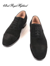 国内正規品 42ND ROYAL HIGHLAND NAVY COLLECTION フォーティーセカンドロイヤルハイランド ネイビーコレクション パンチドキャップトゥ スエードレザー ハーフラバー ドレスシューズ 紳士靴 革靴 ビジネス ch9310sh-01 BLACK ブラック