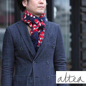 【20%OFFセール】国内正規品 Altea アルテア 水玉 ドット柄 ストール 薄手 ネイビー×レッド AL181UA1850465