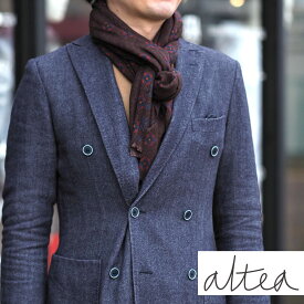 【30%OFFセール】国内正規品 ALTEA アルテア 小紋柄 ウールストール AL192UA1960045 BROWN ブラウン マフラー