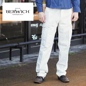 【30%OFFセール】国内正規品 BERWICH ベルウィッチ WIDE CARGO-K パンツ ヘリンボーン カーゴパンツ BE201UAWCARGOKT0200 PANNA パンナ ホワイト