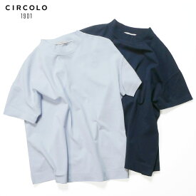 CIRCOLO 1901 チルコロ1901 レディース ルーズフィット Tシャツ 半袖カットソー モックネック 無地 ゆったり きれいめ 上品 国内正規品