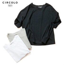 CIRCOLO 1901 チルコロ1901 レディース クロプッド Tシャツ 半袖カットソー 無地 ゆったり フレア きれいめ 上品 国内正規品