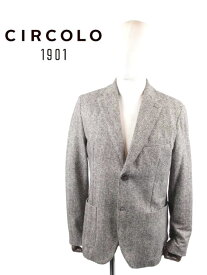 【40%OFFセール】国内正規品 CIRCOLO1901 チルコロ1901 2B シングルテーラードジャケット ジャージー プリント ヘリンボーン 9204A241222 NERO