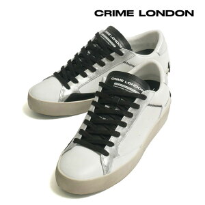 【10%OFFセール】CRIME LONDON クライムロンドン メンズ DISTRESSED スニーカー レザー ローカット レースアップ 17009pp6 ホワイト 国内正規品