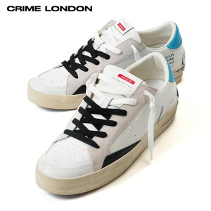 【20%OFFセール】CRIME LONDON クライムロンドン メンズ レザー スニーカー SK8 DELUXE 17101PP6 ホワイト コンビ スウェード 春夏 国内正規品