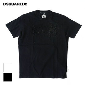DSQUARED2 ディースクエアード メンズ Cool Fit Tee スタッズ Tシャツ ラインストーン 半袖 カットソー ホワイト ブラック s71gd1397 2024SS 春夏 国内正規品
