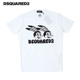 DSQUARED2 ディースクエアード メンズ ツインズラビット プリント 半袖 Tシャツ カットソー クルーネック s74gd1136 ホワイト 国内正規品