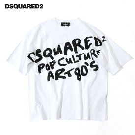 DSQUARED2 ディースクエアード メンズ D2 Pop 80's Loose Fit Tシャツ 半袖 カットソー ホワイト s74gd1238 2024SS 国内正規品