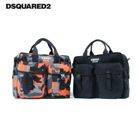 DSQUARED2 ディースクエアード メンズ 2way ブリーフバッグ ショルダーバッグ ビジネス Seresio 9 Workbag カモフラ グレー×オレンジ ブラック s82bf0007 国内正規品
