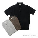 【20%OFFセール】FILIPPO DE LAURENTIIS フィリッポ デ ローレンティス メンズ クレープコットン ニット ポロシャツ ハイゲージ 半袖 3110-pl1mc14 チャコール ブラック 国内正規品