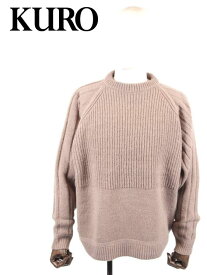 【SALE 返品交換不可】【50%OFFセール】国内正規品 KURO クロ 7G CHANGE OVERED CREW NECK SWEATER クルーネックニットセーター アシンメトリーデザイン 962898 BEIGE ベージュ