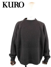 【SALE 返品交換不可】【50%OFFセール】国内正規品 KURO クロ 7G CHANGE OVERED CREW NECK SWEATER クルーネックニットセーター アシンメトリーデザイン 962898 BLACK ブラック