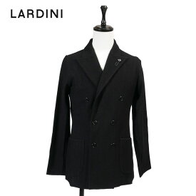 LARDINI ラルディーニ メンズ 6つボタン ダブル ニット ジャケット ブラック 4166-aljm57008 2024SS 春夏 国内正規品