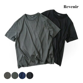 Revenir リブ二ール メンズ クルーネック ニット Tシャツ 半袖 カットソー ネイビー ブラウン オリーブ ブラック int-005 国内正規品