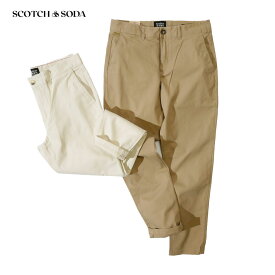 SCOTCH&SODA スコッチアンドソーダ メンズ コットン チノパンツ ロング丈 パンツ 282-11512 オフホワイト キャメル 2024SS 国内正規品ブランド