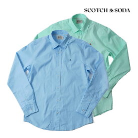 SCOTCH&SODA スコッチアンドソーダ メンズ 長袖シャツ ワイシャツ シンプル 282-71407 ブルー グリーン 国内正規品