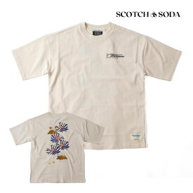 【20%OFFセール】SCOTCH&SODA スコッチアンドソーダ メンズ 刺繍 半袖カットソー Tシャツ 282-74420 ホワイト 国内正規品