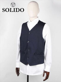 【SALE 返品交換不可】【70%OFFセール】 国内正規品 SOLIDO ソリード MATITA 4B 度詰め天竺ジレ ベスト ネイビー MSL18S443 4つボタン