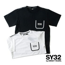 【20%OFFセール】SY32 by SWEET YEARS エスワイ サーティトゥ バイ スウィートイヤーズ メンズ ポケット プリント Tシャツ 半袖 カットソー ホワイト ブラック DESIGN POCKET TEE 13045 M L XL XXL 国内正規品