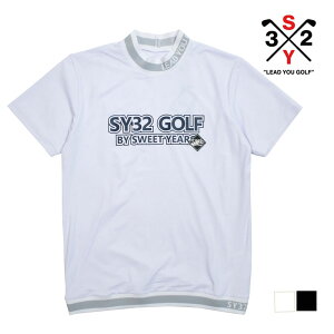 �y10%OFF�Z�[���zSY32 by SWEET YEARS GOLF �G�X���C32 �o�C �X�E�B�[�g�C���[�Y �S���t ���C�g�X�g���b�` ���b�N�l�b�N �J�b�g�\�[ �z���C�g �u���b�N M L XL LIGHT STRETCH LOGO MOCK syg-25s038