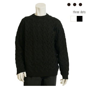 �y30%OFF�Z�[���zTHREE DOTS �X���[�h�b�c �����Y �P�[�u�� �N���[�l�b�N �j�b�g ���� �I�t�z���C�g �u���b�N vp209m �������K�i