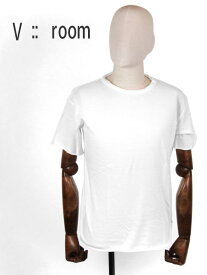 【SALE 返品交換不可】【70%OFFセール】 国内正規品 v::room ヴイルーム クルーネック 半袖 Tシャツ カットソー コットン 2枚組パック S/S セット vroom MVR19S8034 ホワイト