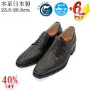 ★40％OFF★ シークレットシューズ 革靴 本革 ビジネスシューズ メンズ メッシュ カンガルー革 国産 日本製 ロングノーズ 外羽根 プレーン 6cmUP 3E 紐 快適 通気性 涼しい 通気 黒 me1931