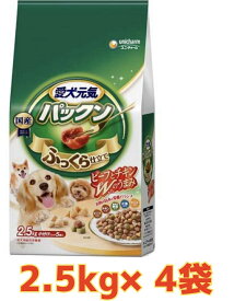 【★ケース販売4袋・送料無料】愛犬元気 ゲインズパックン ビ-フ・緑黄色野菜・小魚・チ-ズ入り 2.5kg×4袋