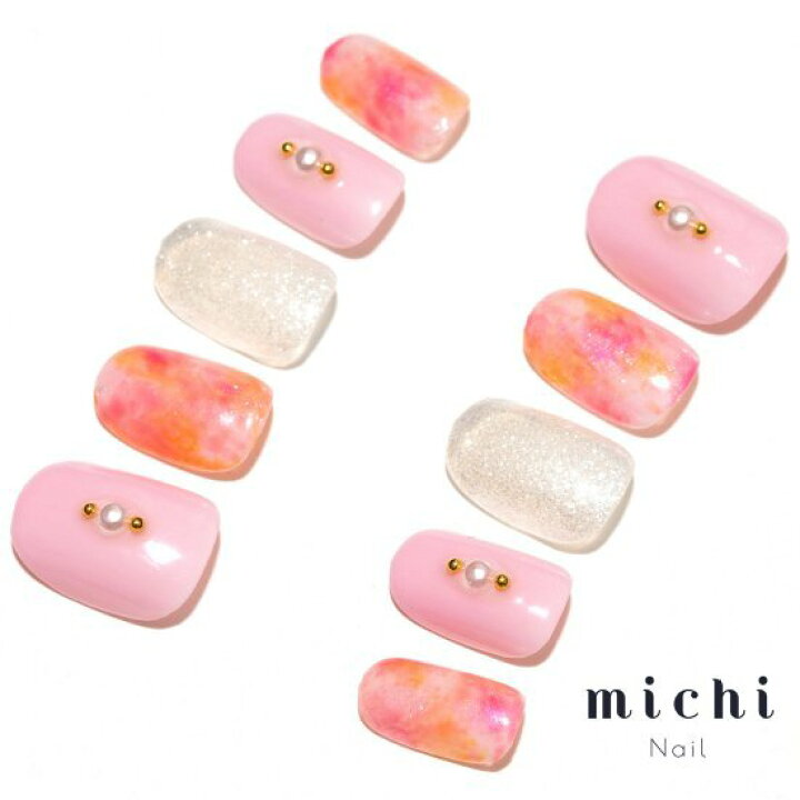 楽天市場 ピンク オレンジタイダイネイル Michinail ネイルチップ ミチネイル ネイル つけ爪 ハンドメイドネイル ショートネイル ニュアンス ネイル ブライダルネイル 成人式ネイル オリジナルtシャツのup T