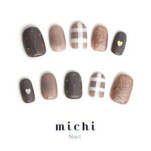 ガーリーギンガムチェックネイル michinail ネイルチップ ミチネイル ネイル つけ爪 ハンドメイドネイル ショートネイル ニュアンスネイル ブライダルネイル 成人式ネイル