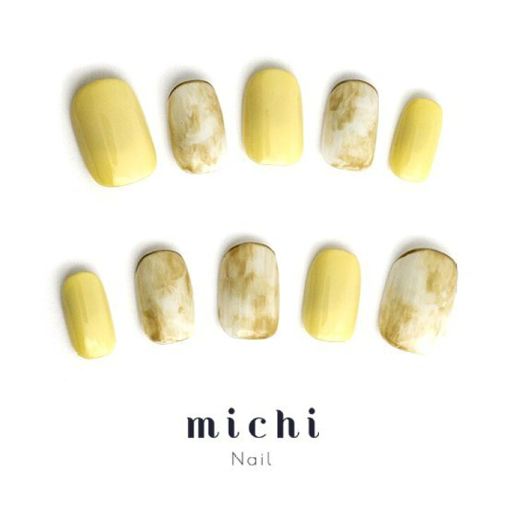 楽天市場】くすみイエローのマーブルネイル michinail ネイルチップ 