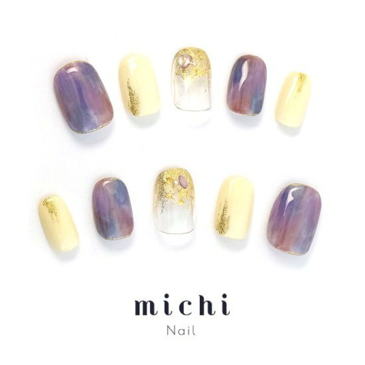 楽天市場】くすみパープルのニュアンスネイル michinail ネイルチップ  