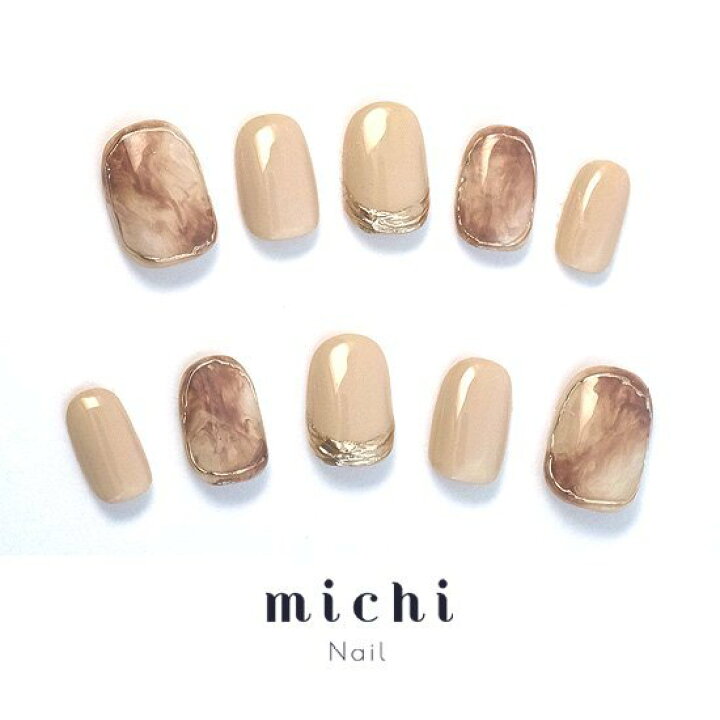 楽天市場】くすみブラウンのニュアンスネイル michinail ネイルチップ  