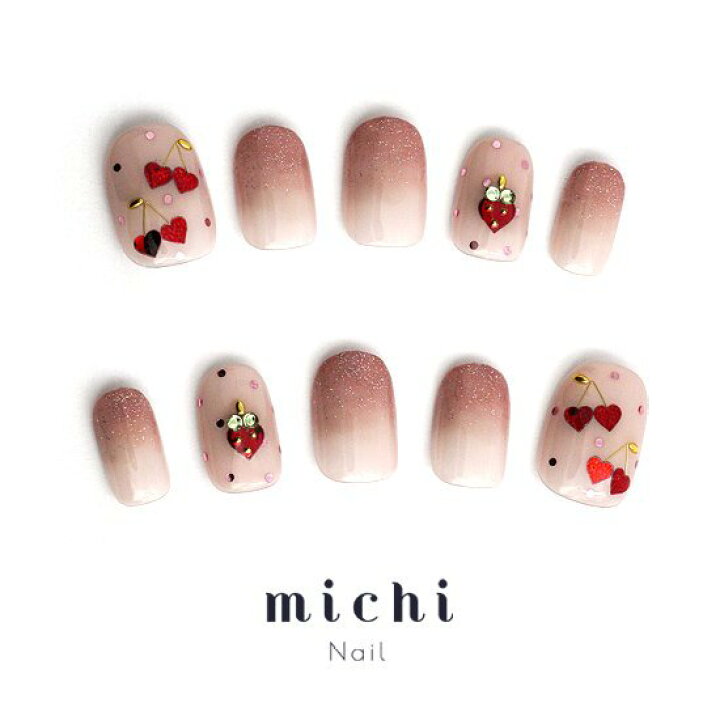楽天市場】いちごとさくらんぼネイル michinail ネイルチップ 