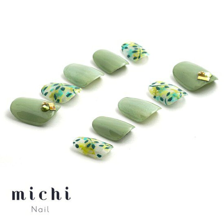 楽天市場】グリーンボタニカルネイル michinail ネイルチップ 