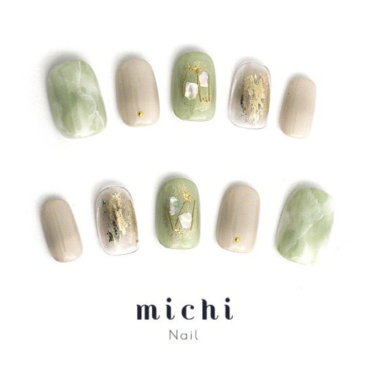 楽天市場】グリーンとベージュのニュアンスネイル michinail ネイル  