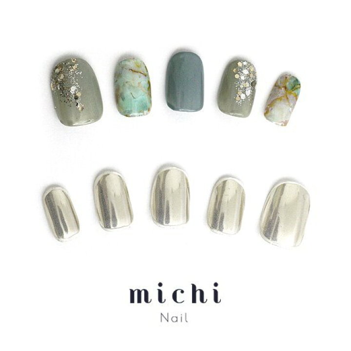 楽天市場】ミラー×天然石ニュアンスネイル michinail ネイルチップ