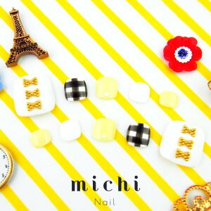 <フット>gingham × ribbon(ギンガム*リボンネイル)