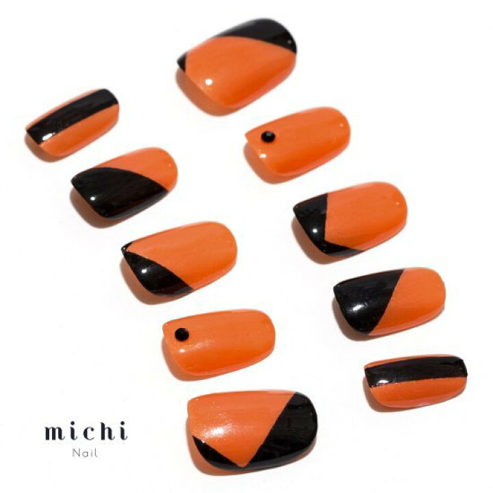 楽天市場 オレンジ ブラックのクールビューティーネイル Michinail ネイルチップ ミチネイル ネイル つけ爪 ハンドメイドネイル ショートネイル ニュアンスネイル ブライダルネイル 成人式ネイル オリジナルtシャツのup T